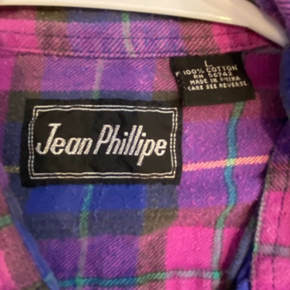 Long Sleeve Purple and Blue Plaid Shirt Lize Large - Picture 2 of 3